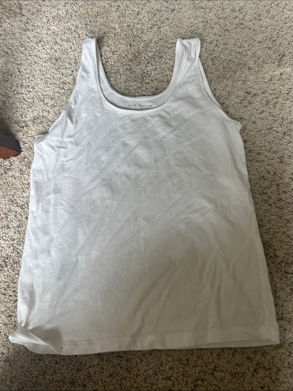 Ann Taylor White Scoop Neck Cotton Tank